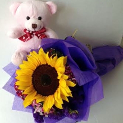 GF0796-soft toy teddy bear with sunflower